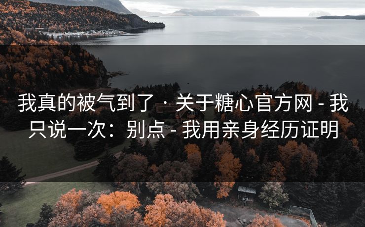我真的被气到了 · 关于糖心官方网 - 我只说一次：别点 - 我用亲身经历证明